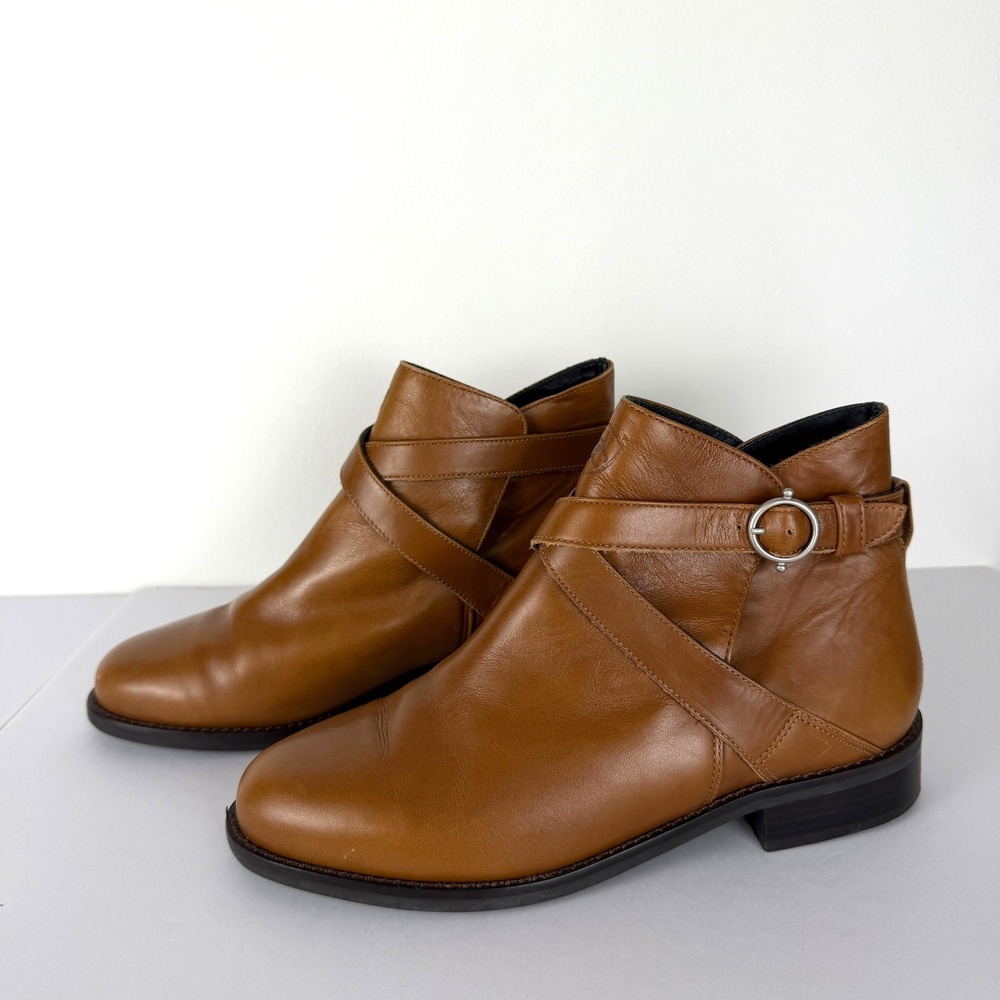 Ariat Brown Leather Ankle Boots Womens 7 Western Roper Buckle Style 91570 Brazil